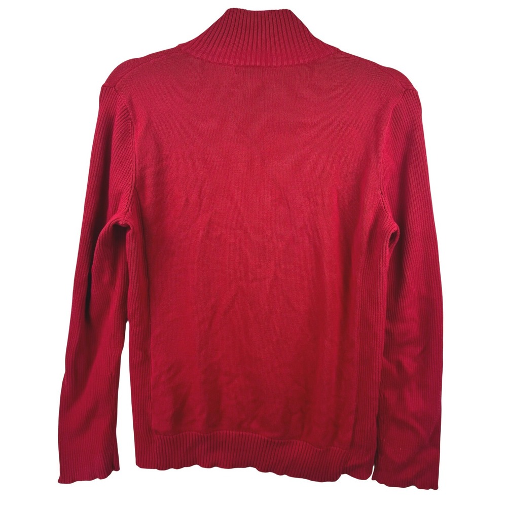 Vintage Lauren Ralph Lauren Full Zip Sweater Women Large Red Embroidered Logo - Picture 3 of 11